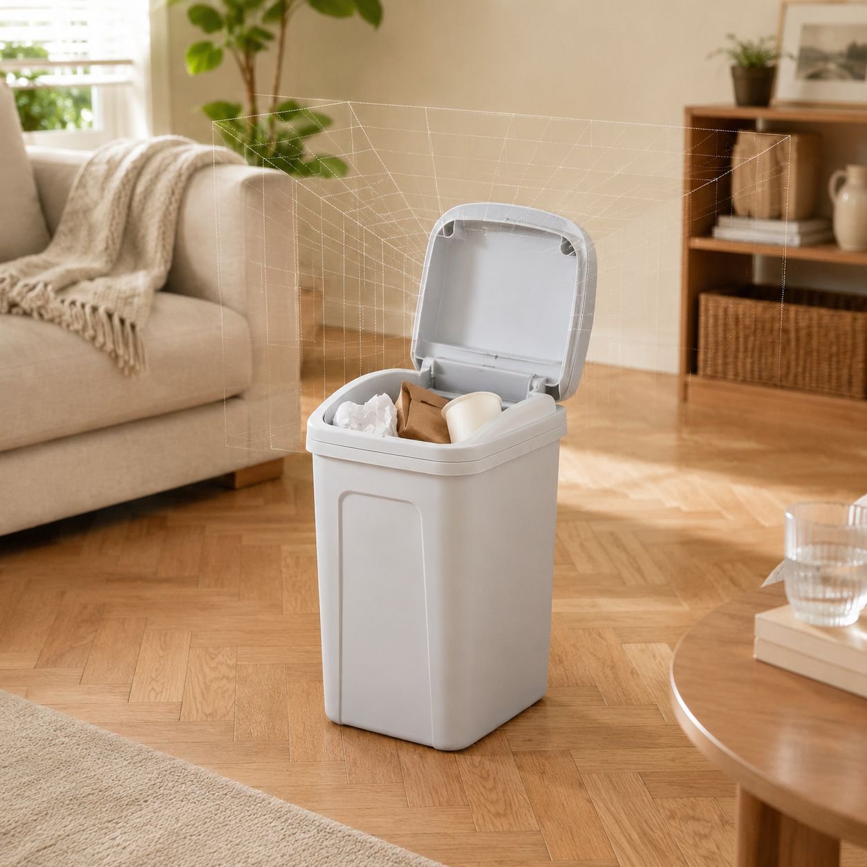 Household Trash Can with Handle and Swing Lid Design