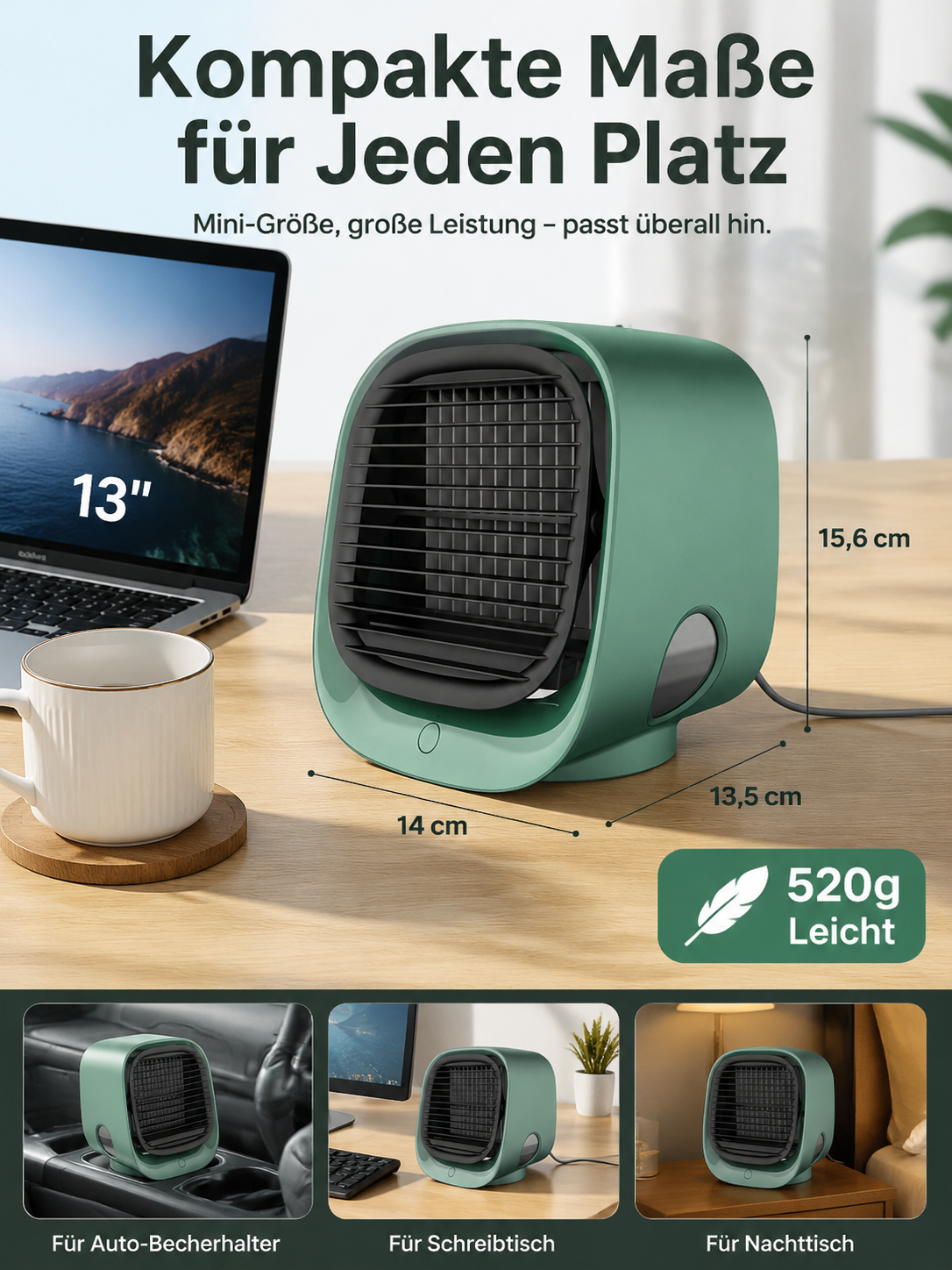 Wassergekühlter Ventilator, multifunktionaler Heim-/Bürokühler, leise, wiederaufladbar, praktisch, l