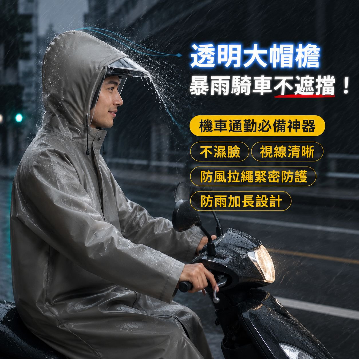 擴容設計輕量透氣雨衣 可收納通勤通學環保雨披