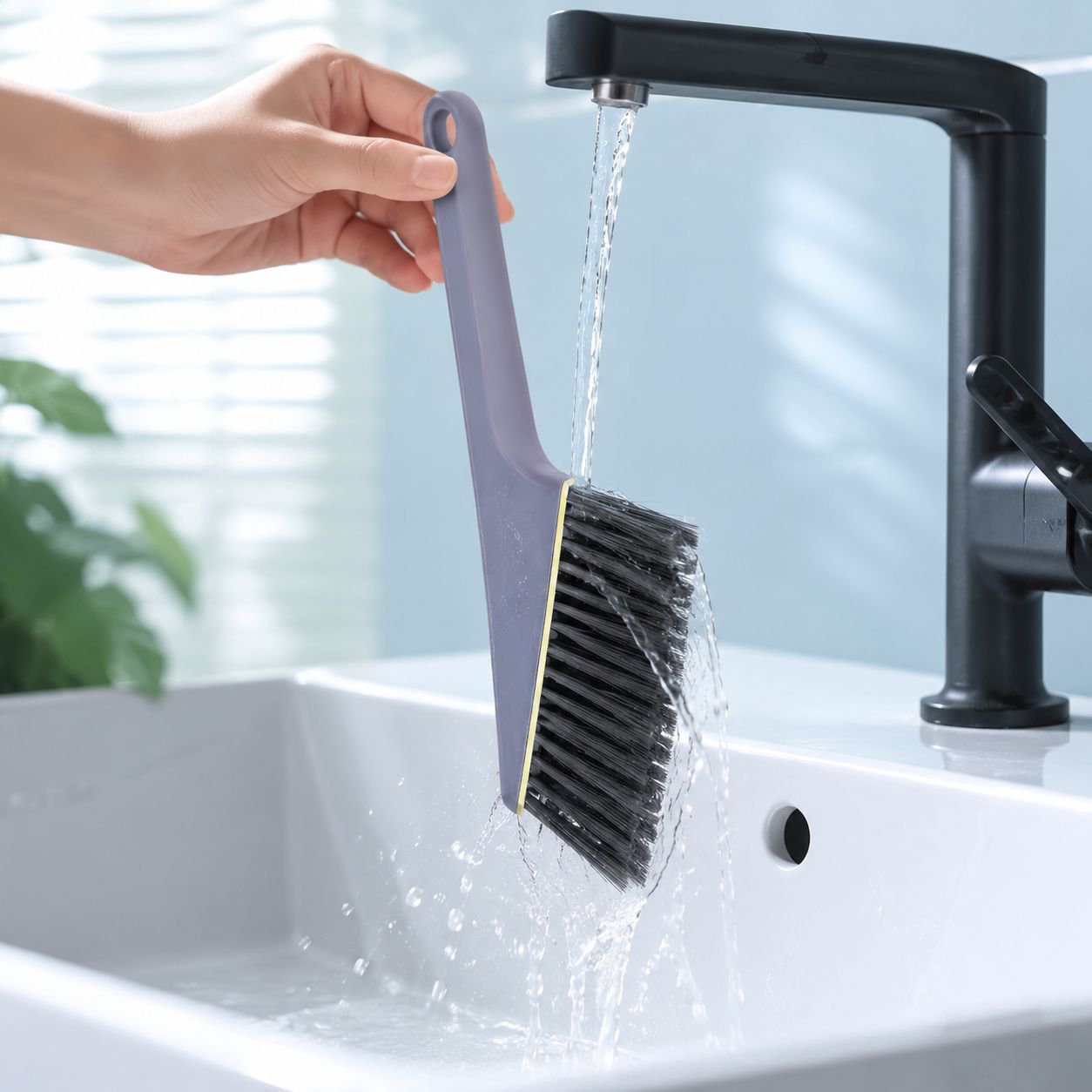 Easy-to-store dusting brush set with hanging hole