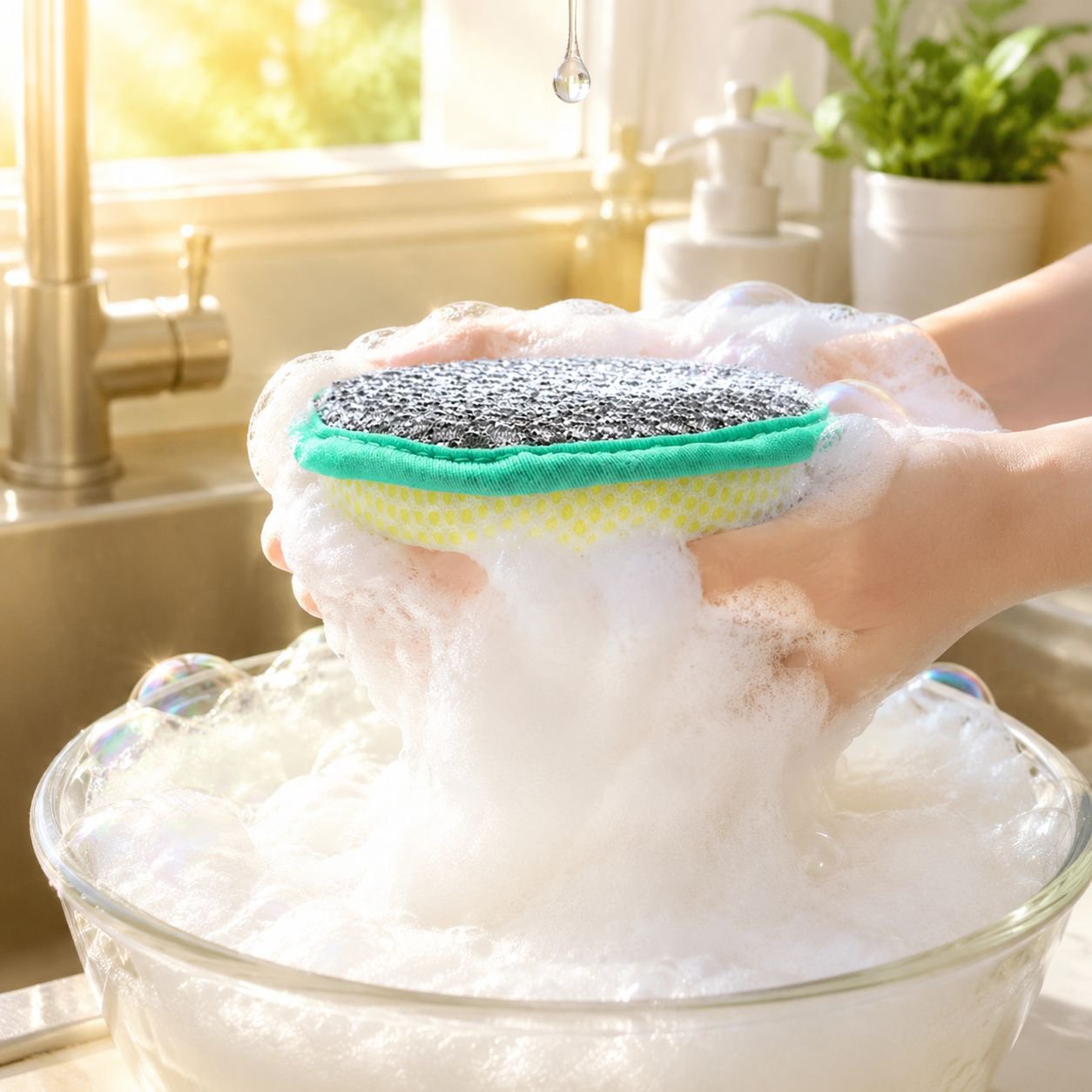 Double-Sided Round Scrubbing Sponge for Kitchen Cleaning
