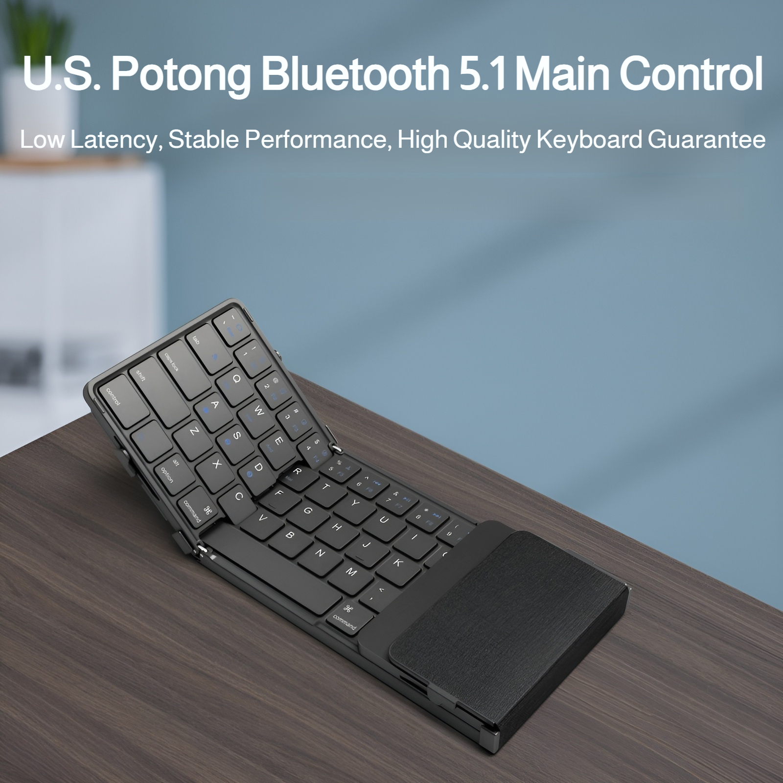 Teclado Bluetooth plegable doble con touchpad, conectable a laptop, tablet y móvil
