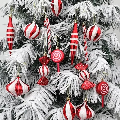 Decoración colgante de bola electrochapada, helado y piruleta para Navidad y hogar