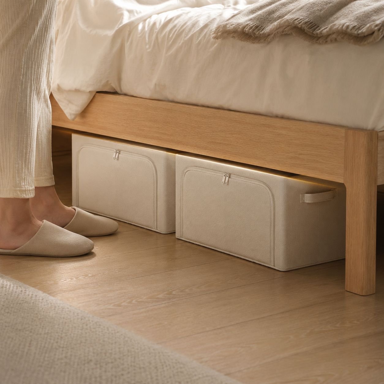Collapsible storage box with lid for easy organization