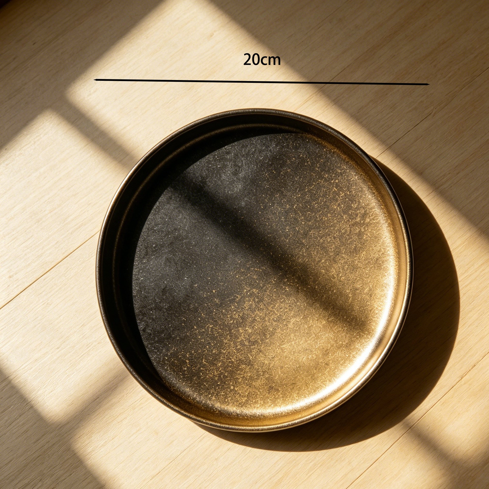 Gradient metal tray used as a serving platter