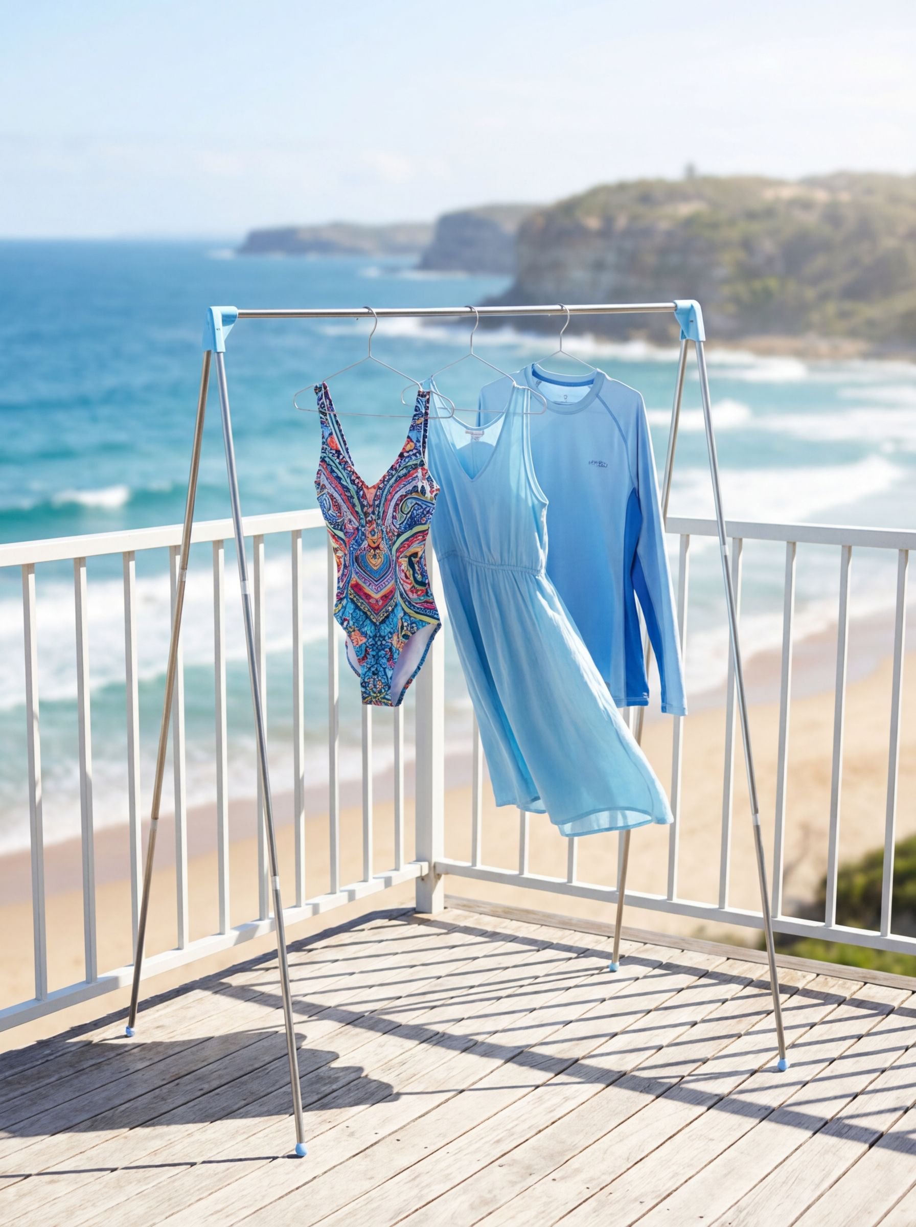 Wäscheständer aus Edelstahl mit mehreren Trockenstangen