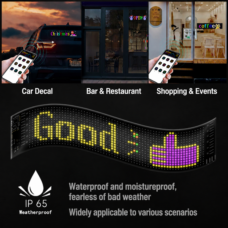 LED flexible display screen, APP Bluetooth vehicle display, advertising screen, full-color smart car