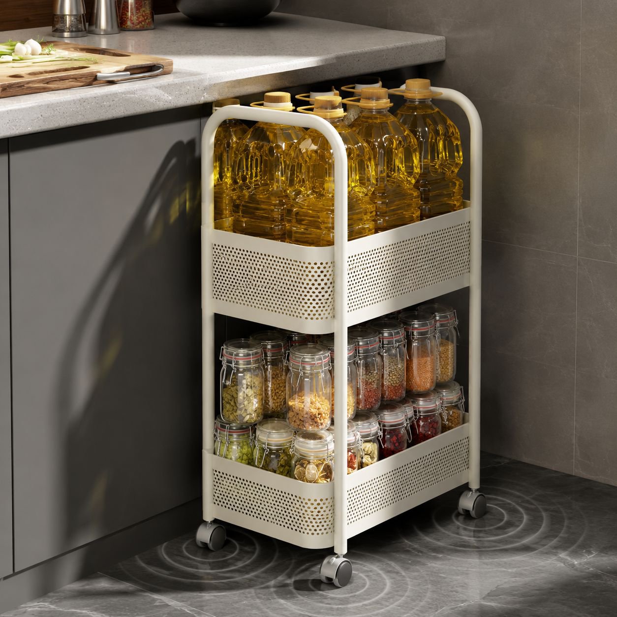 Storage rack for narrow gaps in the kitchen, multi-functional refrigerator storage cabinet, vegetabl