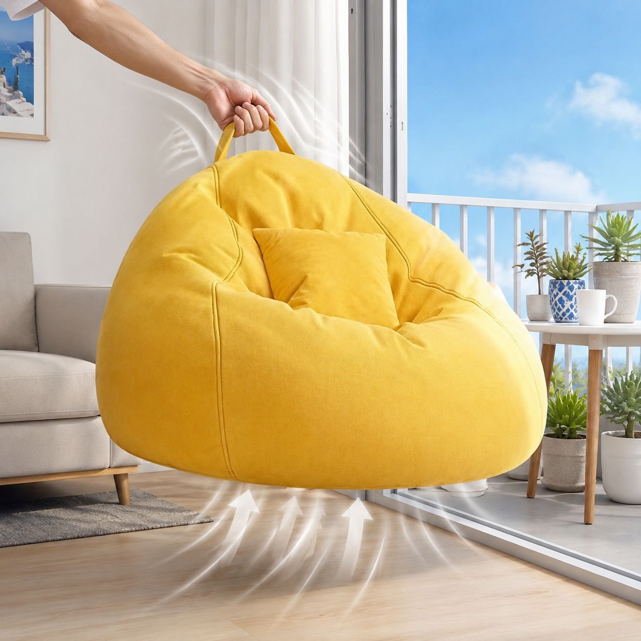 Multifunctional Lazy Sofa Chair, Small Sleeping Recliner for Balcony Bedroom Tatami