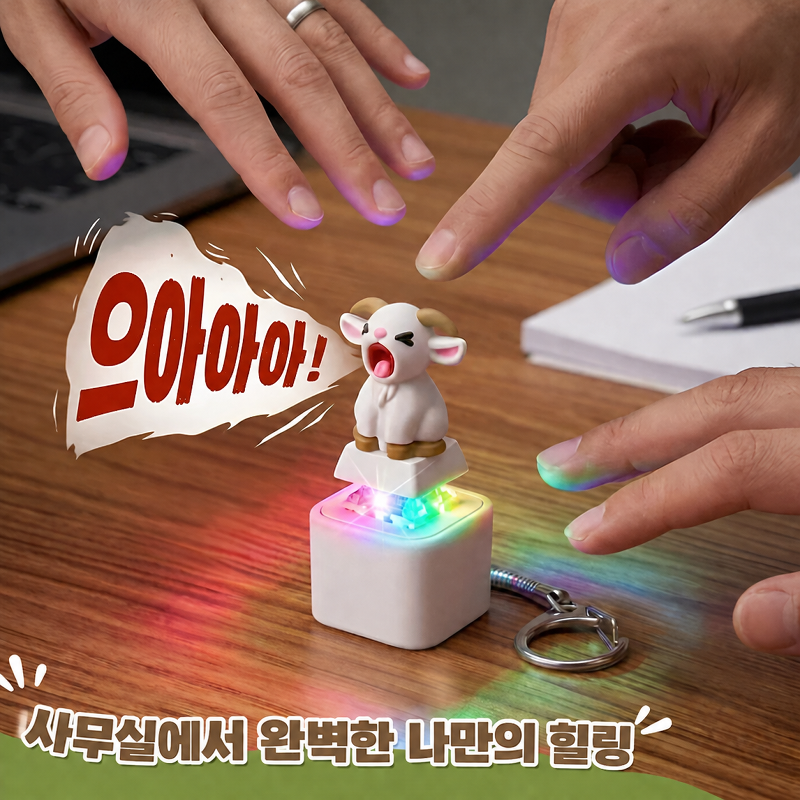 양 울음소리 내기 버튼 키링