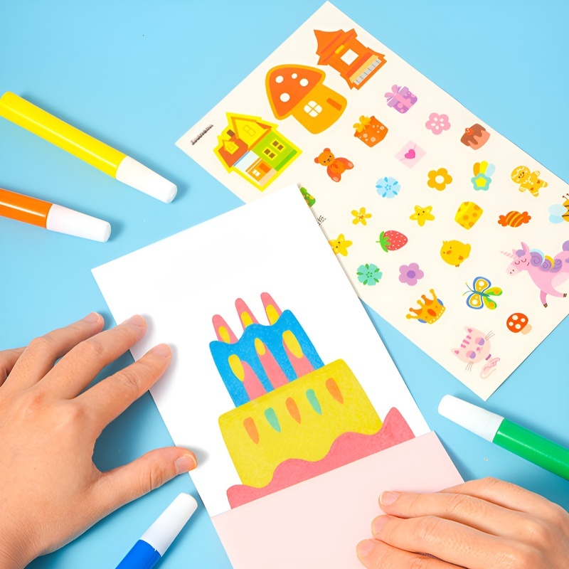 โปสการ์ดวาดมือของเล่นกระดาษทำมือ