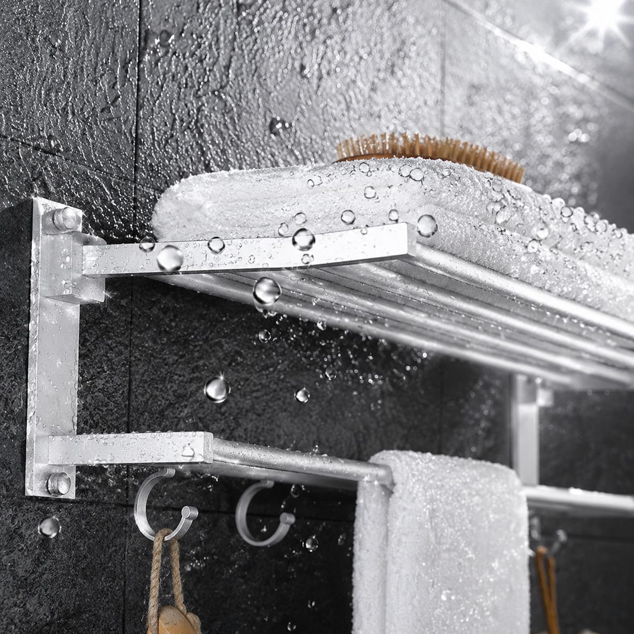 Damage-free towel shelf rack for renters