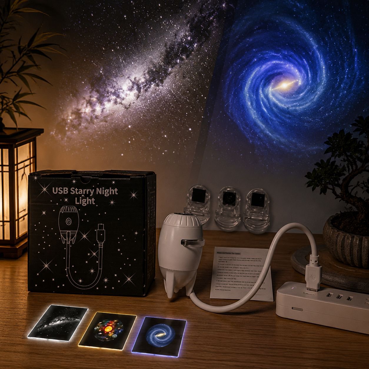 星空プロジェクターナイトライト、銀河、星空、土星の環、ブラックホール装飾カーライト、USB寝室アンビエントライト