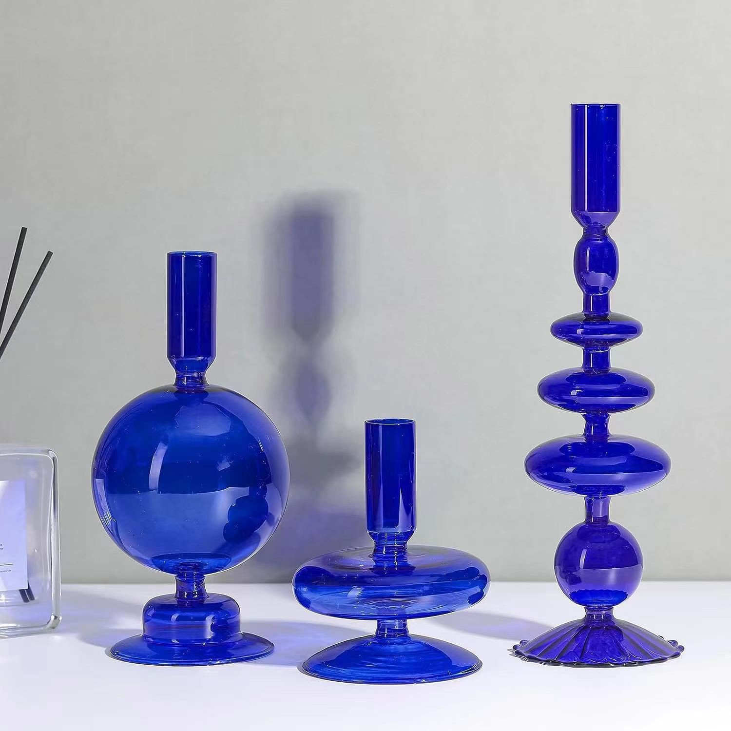 Black Glass Candle Holder, Modern Nordic Home Decoration