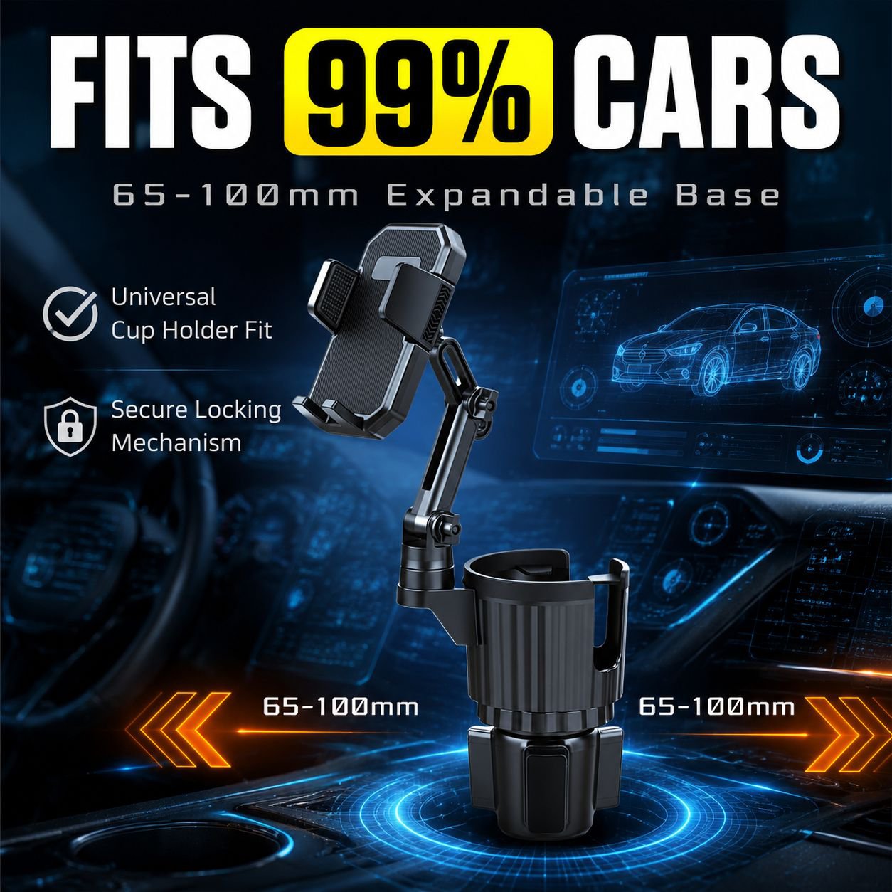 Universal Car Cup Holder Phone Stand, Navigation Drink Mount