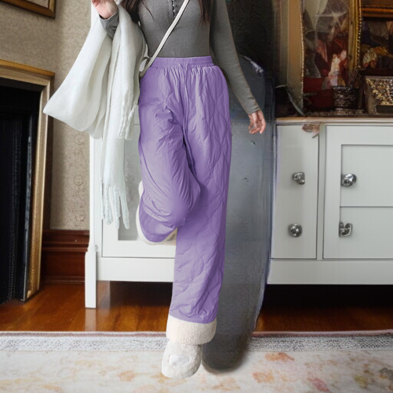 핑크 기모 도톰 일자 면 팬츠 오리지널 퀄리티 여성 잠금 온도 패딩 팬츠