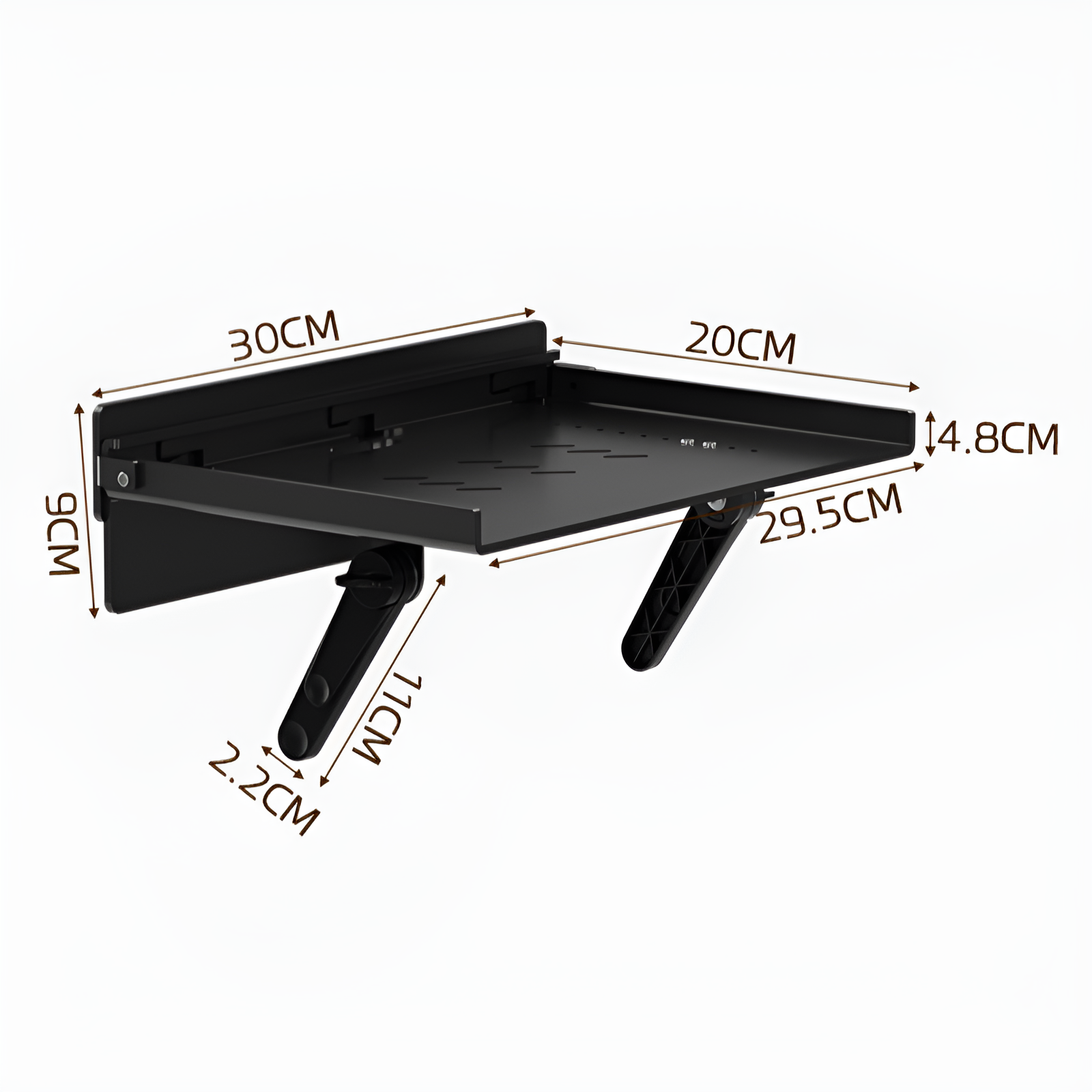 JMY - No-Drill Projector Rack, Wall-Mounted Projector Holder, Adjustable Angle, Concealed Cable Mana