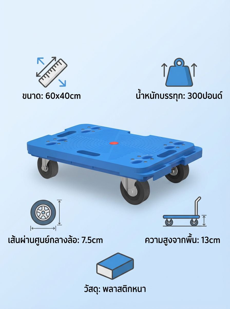 รถเข็นขนของรองรับน้ำหนักมาก ไม่เสียรูป