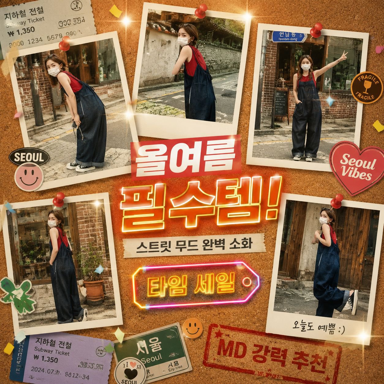 패션 루즈핏 슬림 얇은 데님 멜빵 바지 여성용