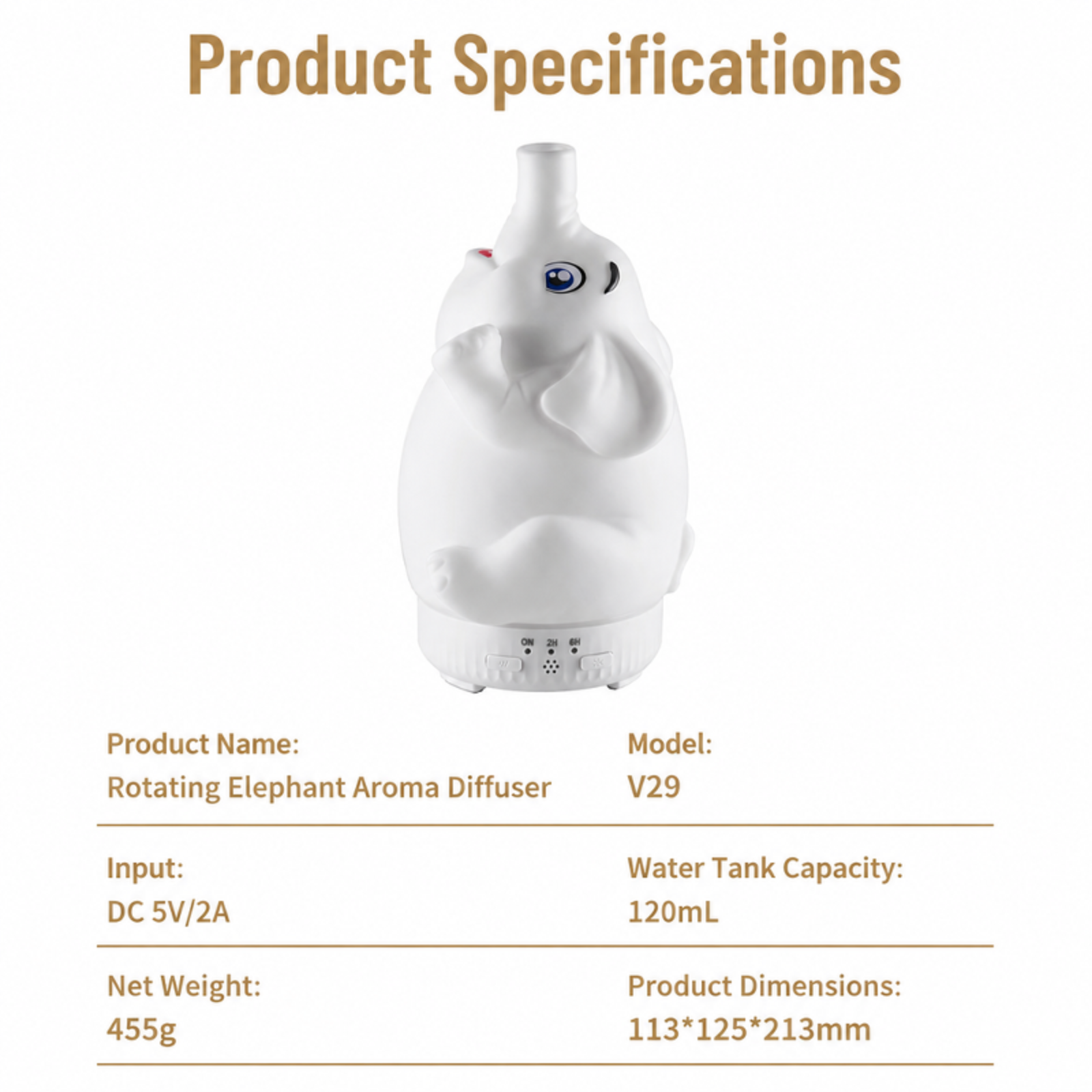 2026 New Rotating Elephant Aroma Diffuser with Seven-Color Lights, Jellyfish-Style Silent Mini Humid