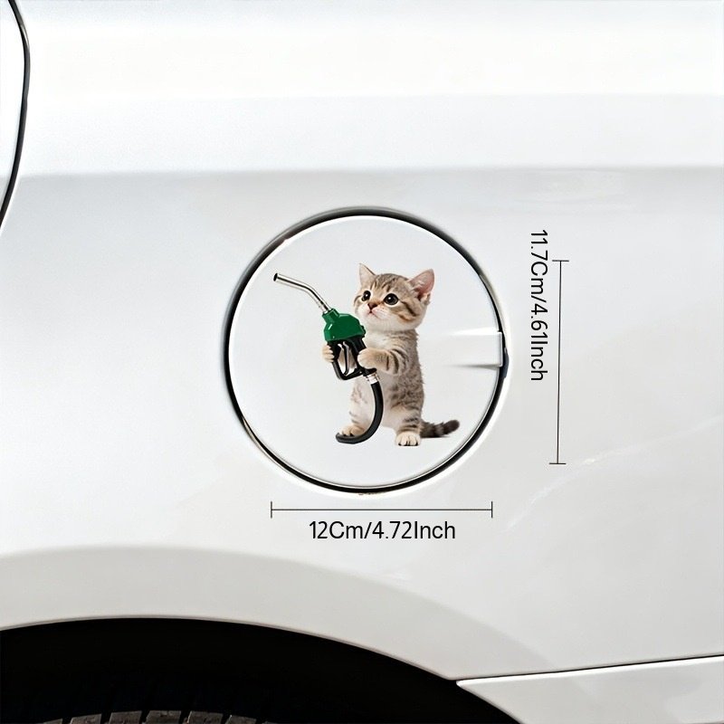 Cute kitten car fuel tank cap sticker, cartoon personalized car window and body waterproof car body 
