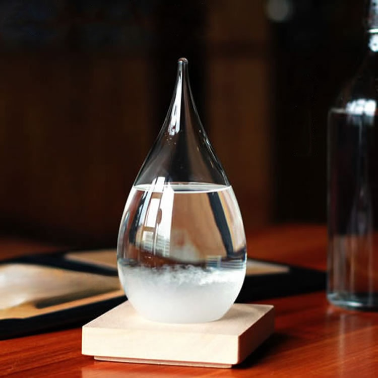 Botella meteorológica transparente con tapa en forma de gota