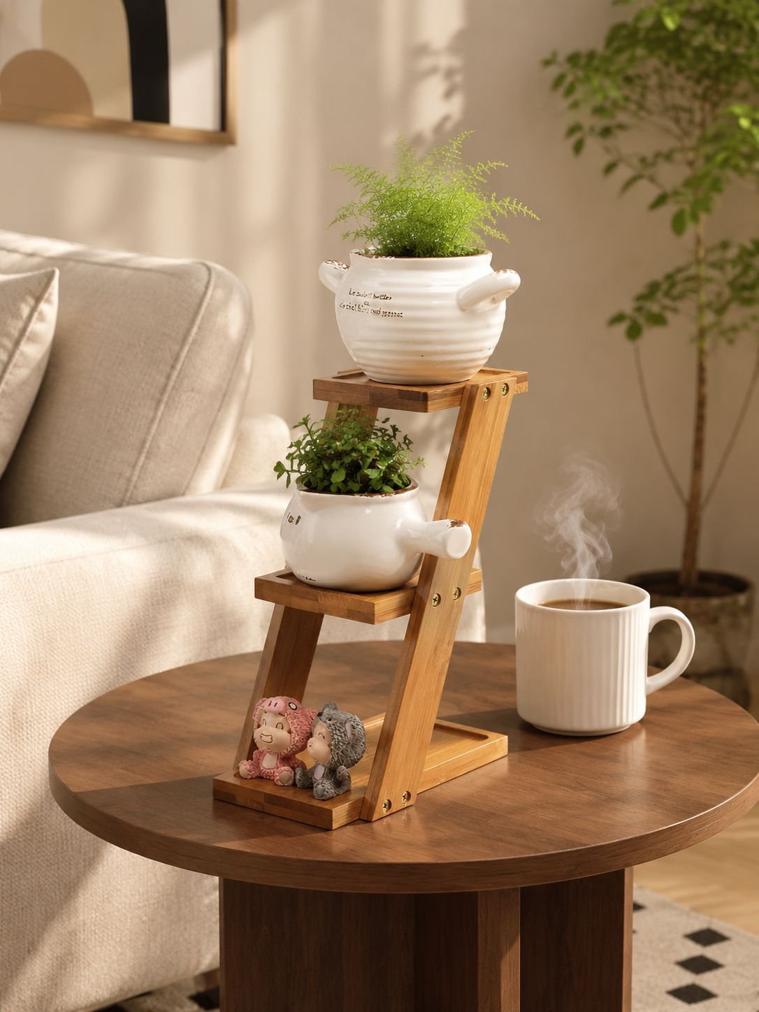 Sturdy bamboo plant holder for indoor gardening