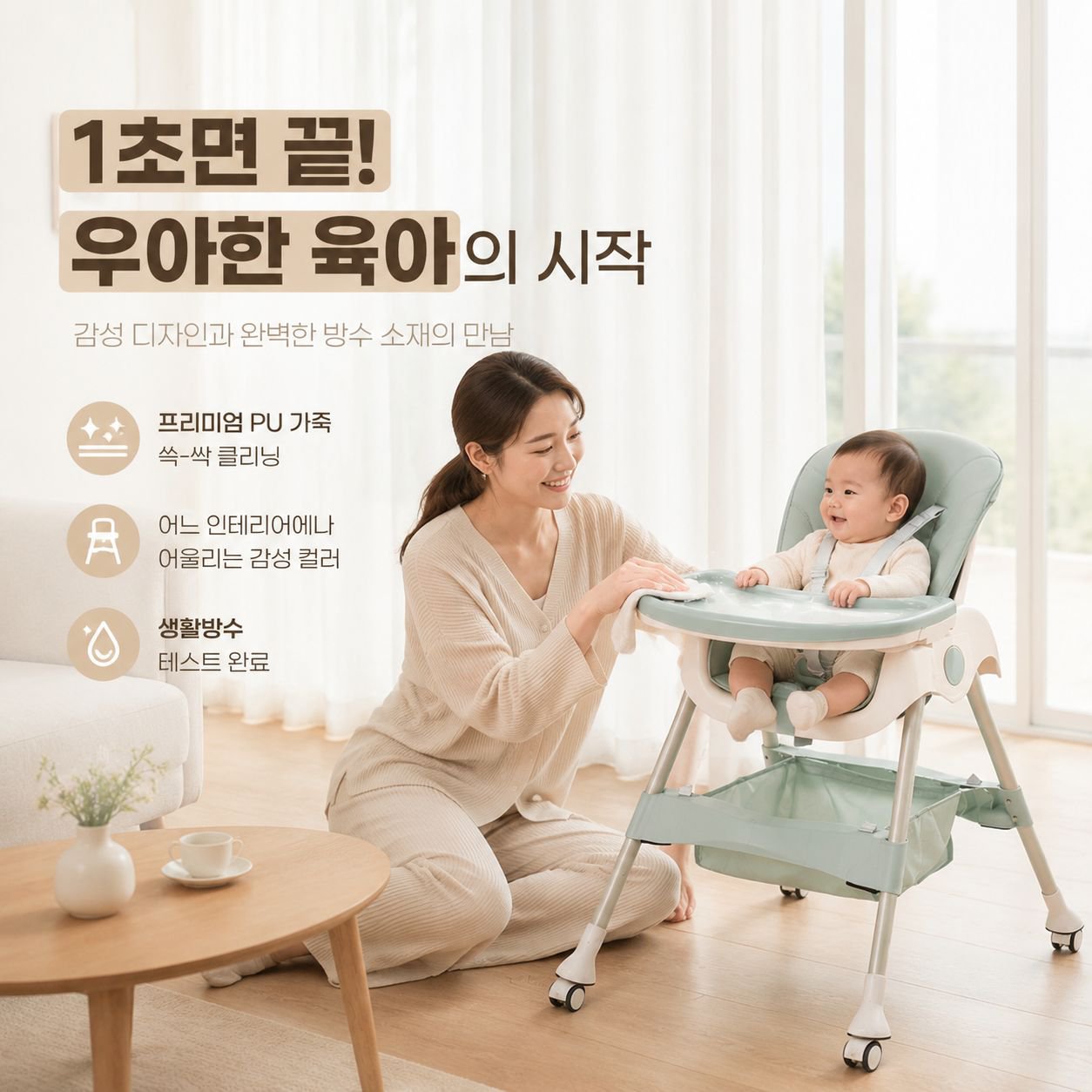 아기 가정용 접이식 식탁의자 다단계 조절 어린이 식사 의자