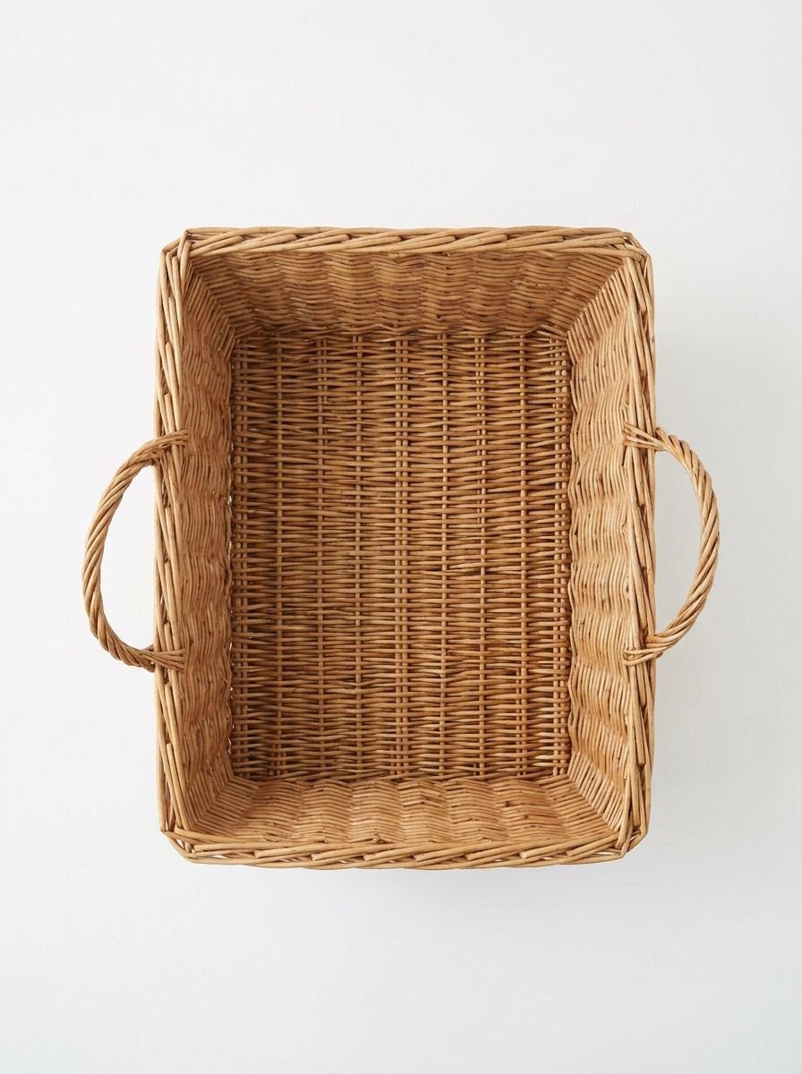 手持ち式籐製フルーツバスケットの正面画像