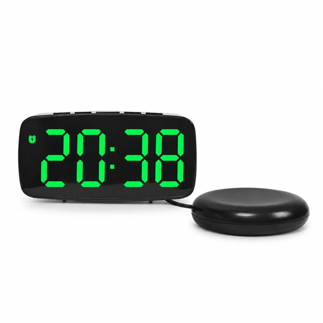 Radio-Controlled LED Vibrating Alarm Clock with Snooze and Large Digits