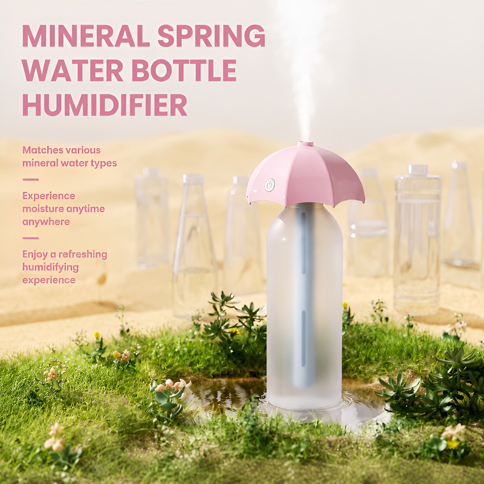 JMU Desktop Humidifier, USB Rechargeable Wireless Portable Mini Humidifier, Ultrasonic Atomizing, Um