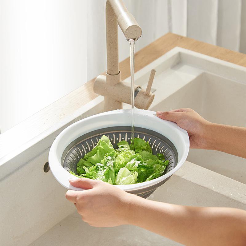 Multifunctional Foldable Kitchen Drain Basket Silicone Fruit and Vegetable Strainer