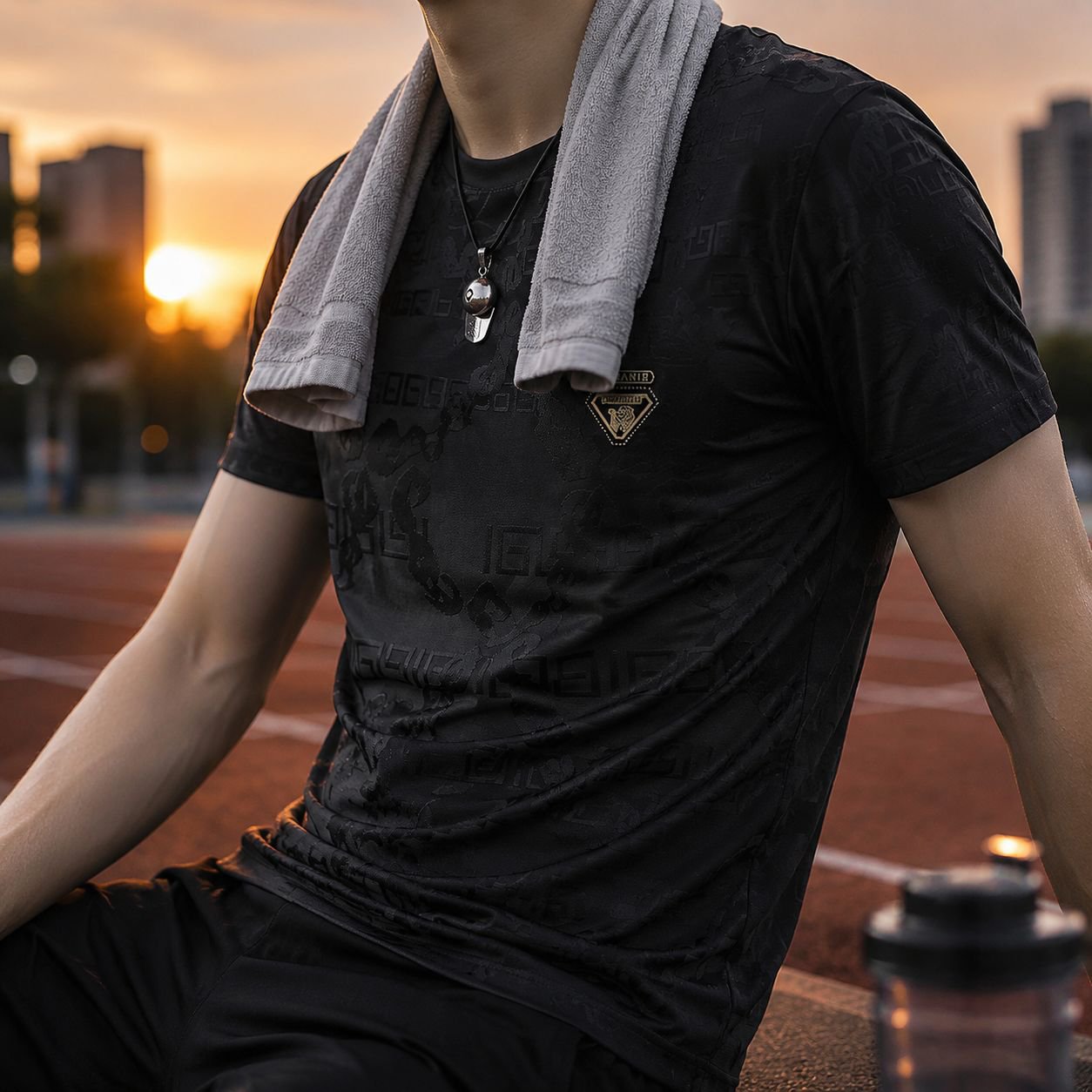 メンズ冷感ジャカード速乾半袖Tシャツ