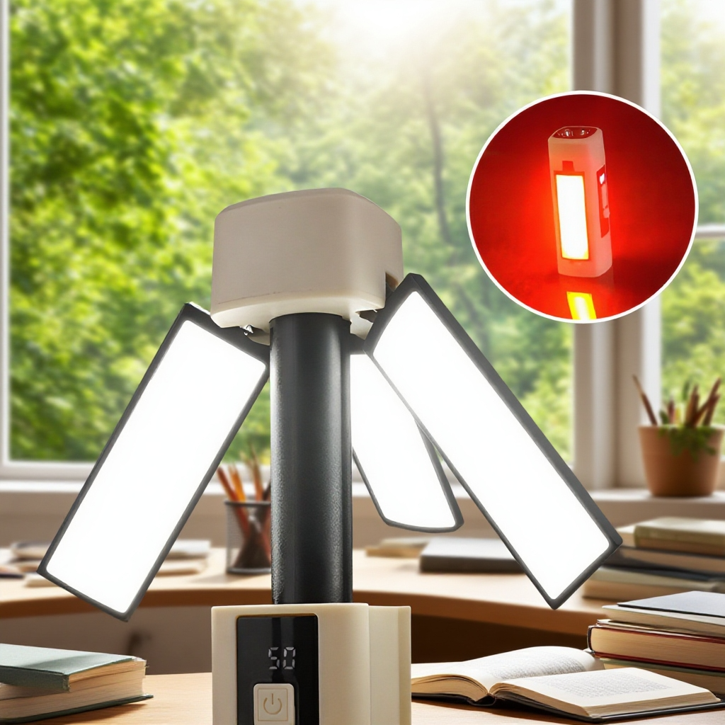 Dobíjecí venkovní závěsná lampa s funkcí skládání a teleskopu pro kempování