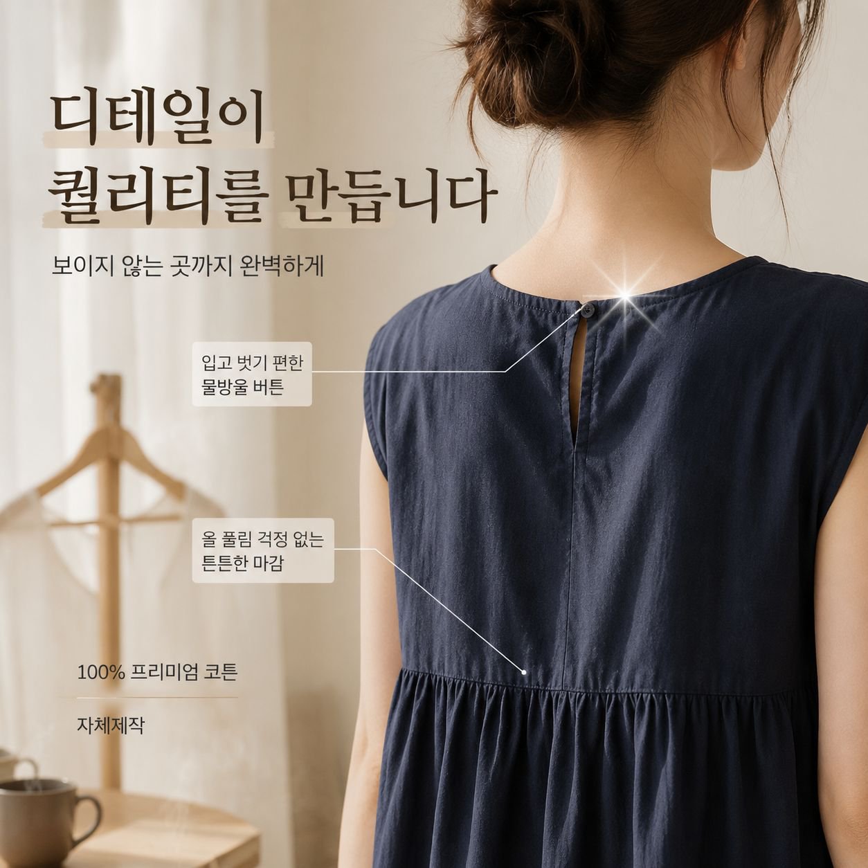  라운드넥 루즈핏 민소매 롱 드레스