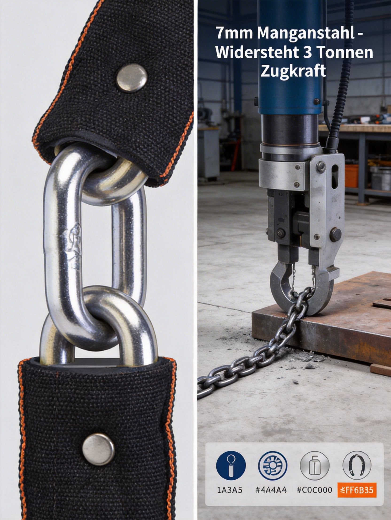 Robuste Ketten für Torabsicherung aus Metall