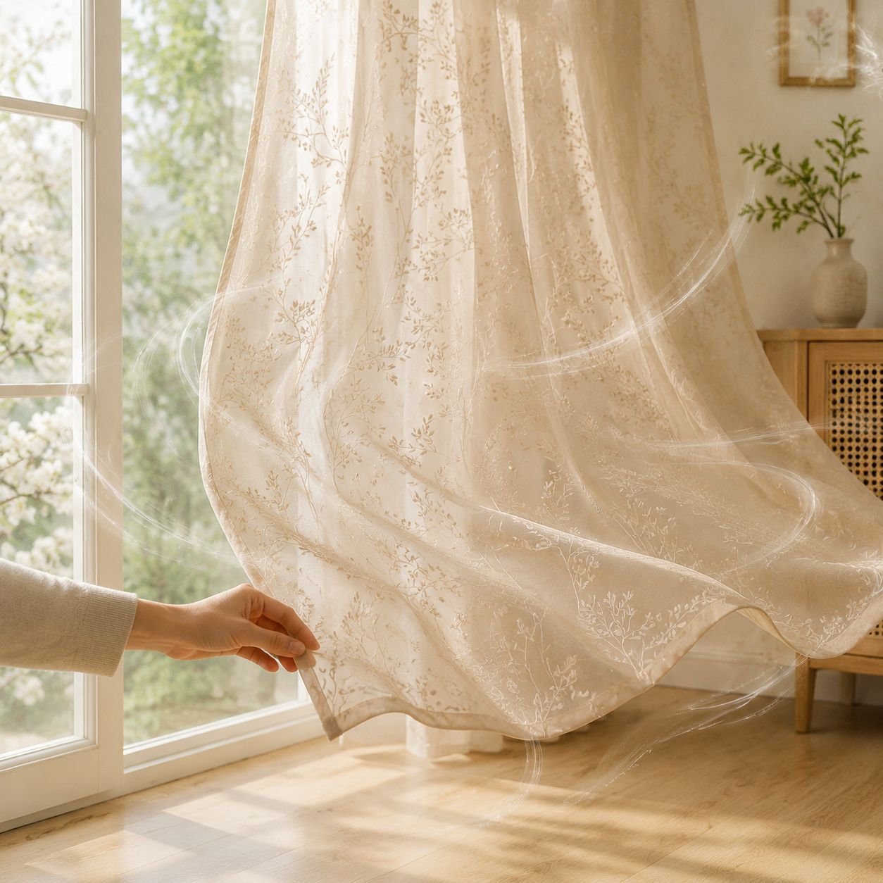 Tree Branch Decor Blackout Curtain Fabric Luxury Transparent Window Screen