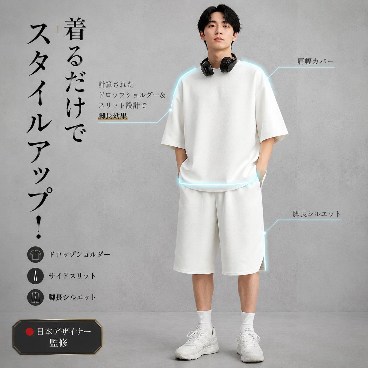 男性用夏のシンプルトレーニングセット