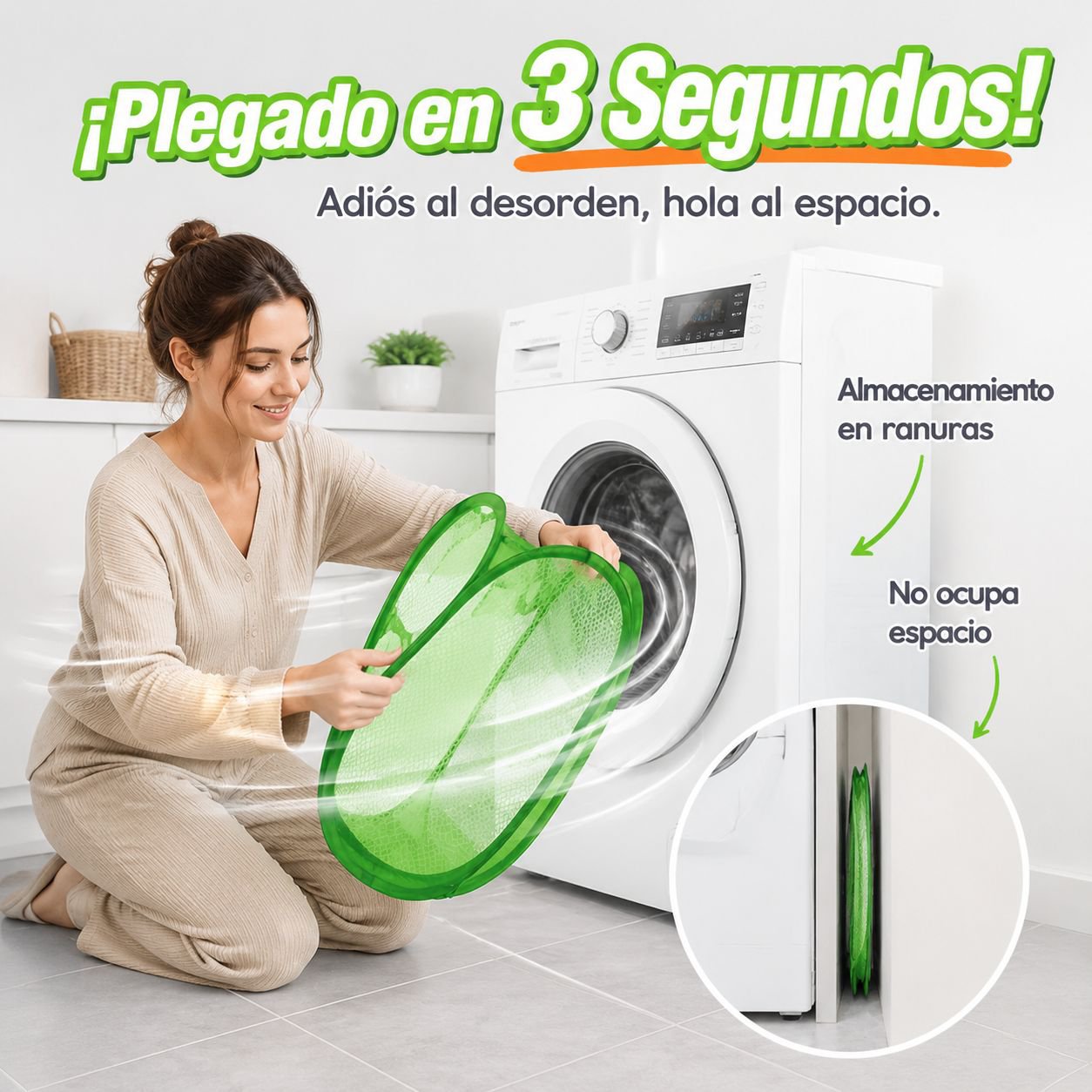 Cesta de ropa plegable y transpirable