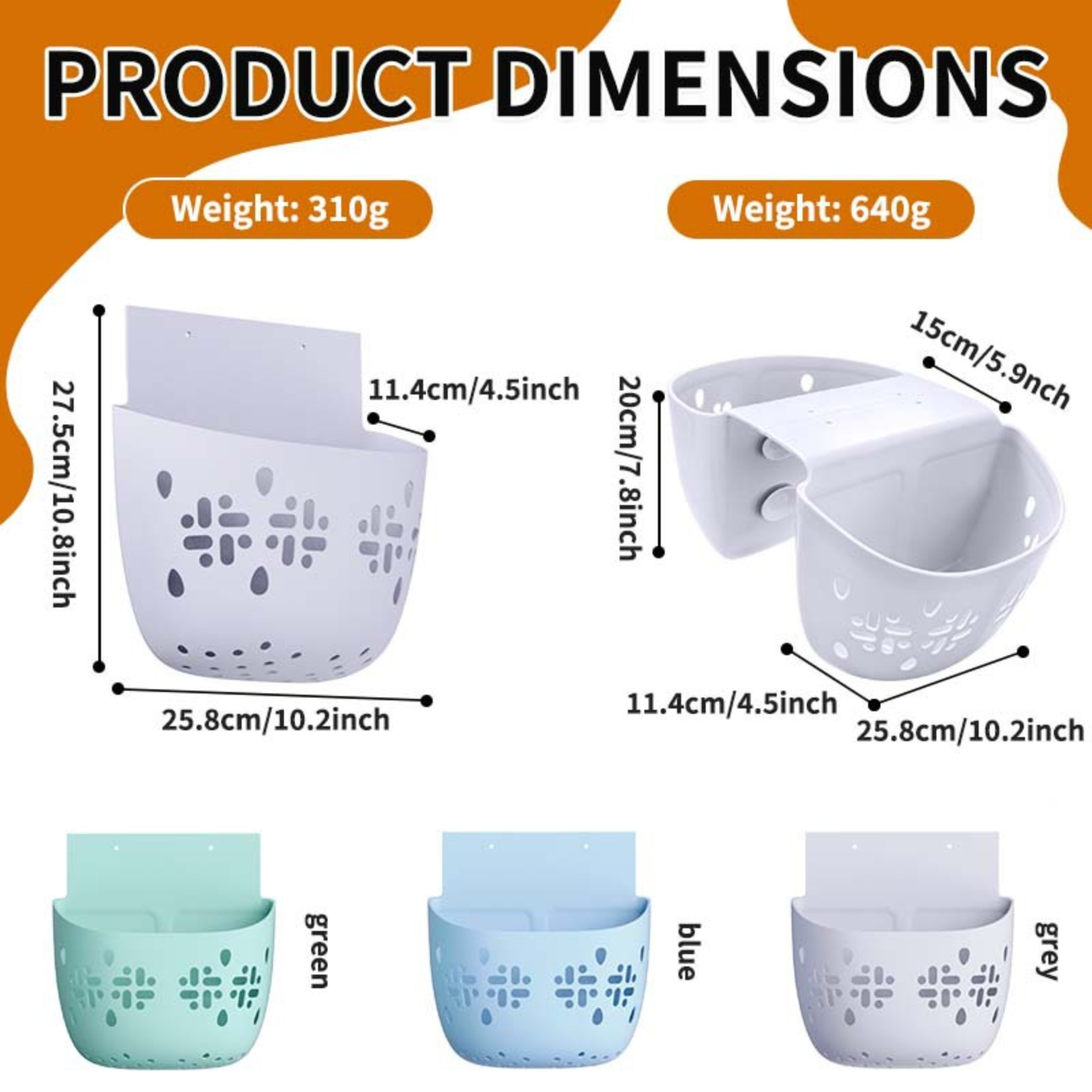 Baby bathtub storage bag, made of soft, food-grade silicone, non-slip, wall-mountable, with a large 