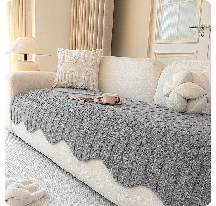 Plush Fleece Non-Slip Thickened Sofa Cushion Cover