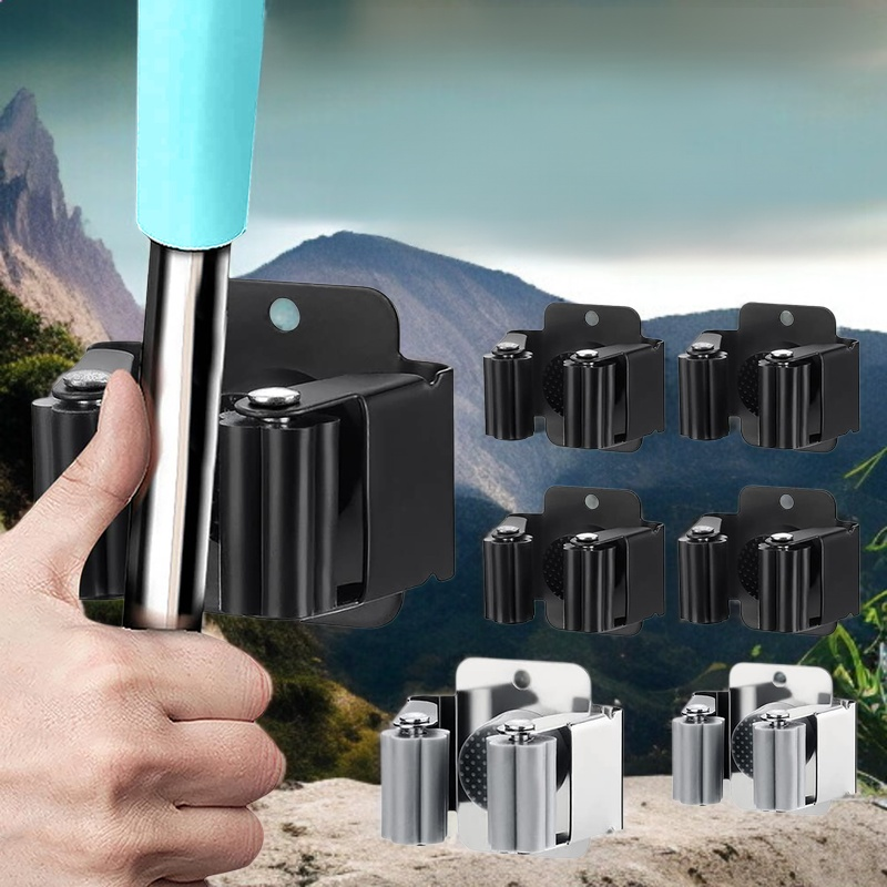 パンチフリーで簡単取り付け可能なモップホルダー