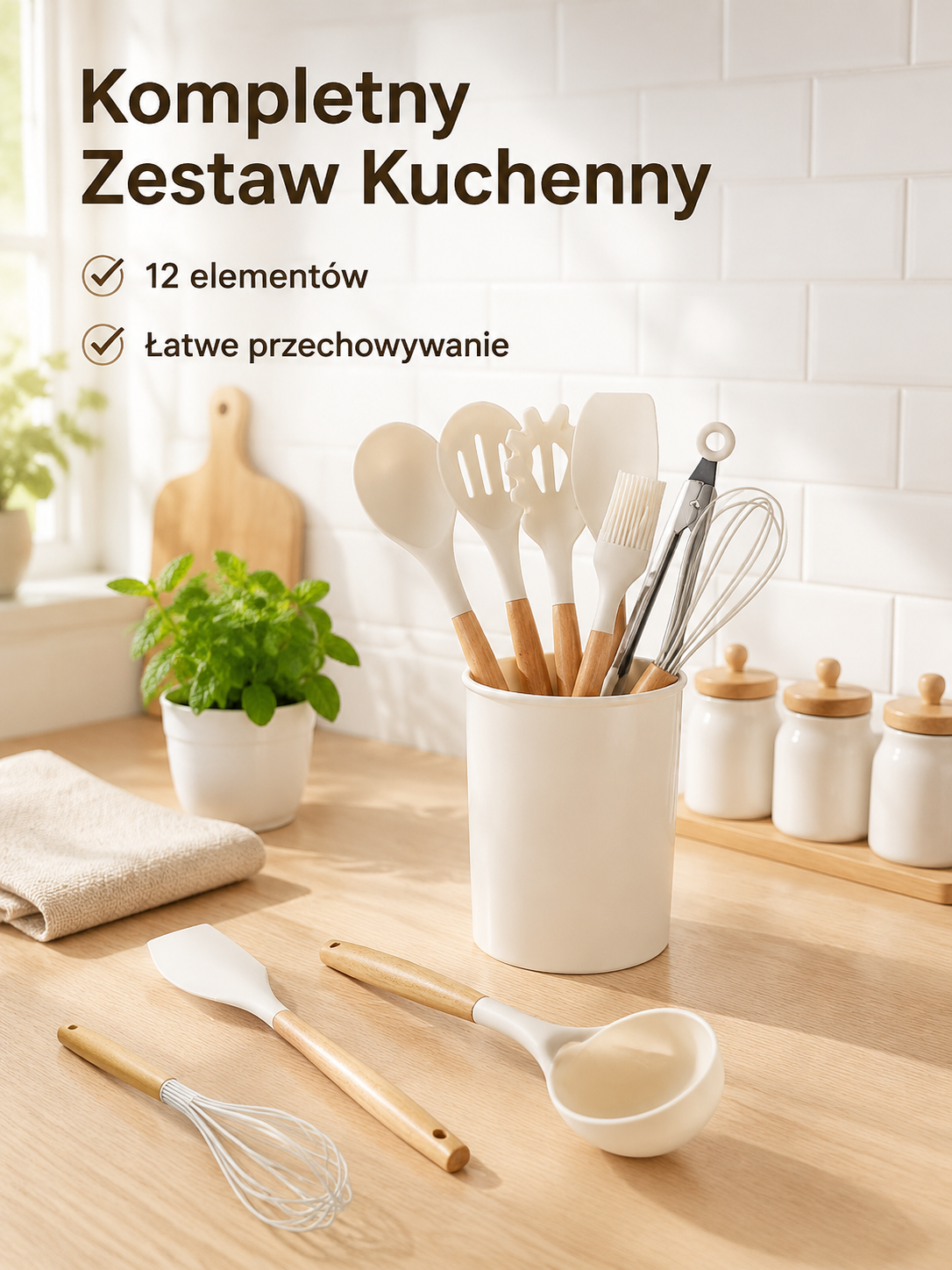 Zestaw silikonowych łopatek i łyżek kuchennych wielofunkcyjnych, odpornych na wysoką temperaturę