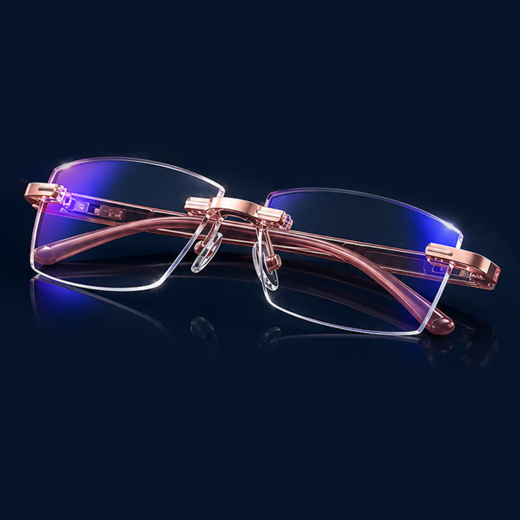 Rahmenlose, ultraleichte Lesebrille mit Diamantschliff