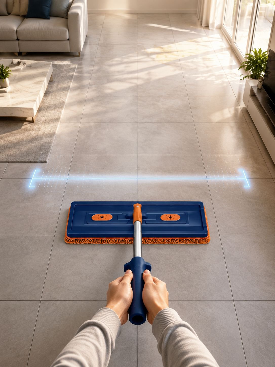 Flat mop with washable, detachable pad