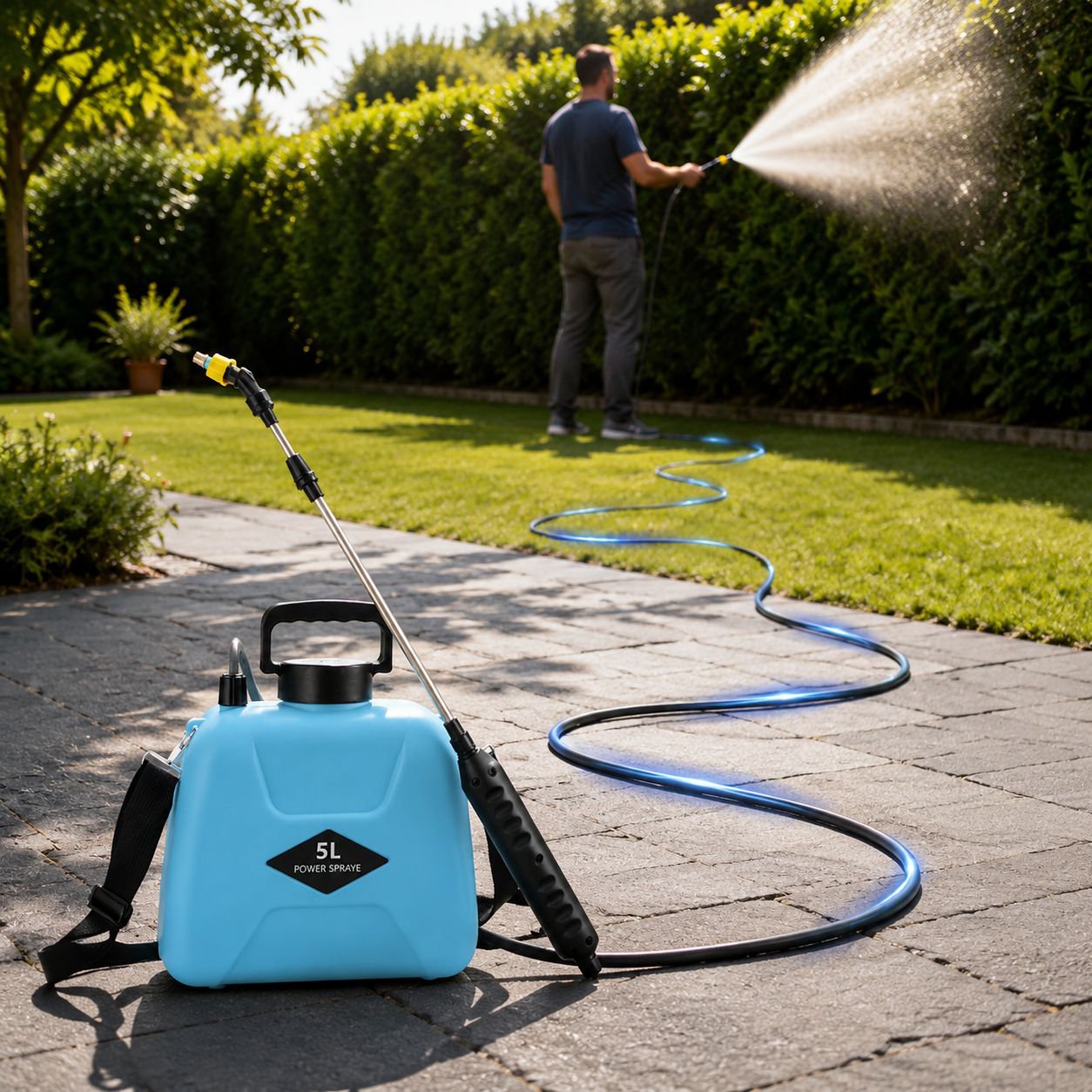Durable electric spray pot with adjustable nozzle