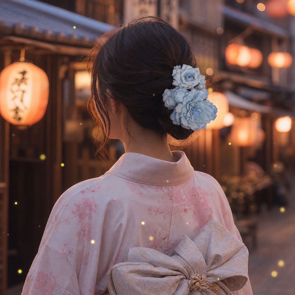 早春をテーマにした青い花のヘアクリップ、甘く雰囲気のあるヘアフラワー、サイドクリップ、旅行用ヘアクリップ