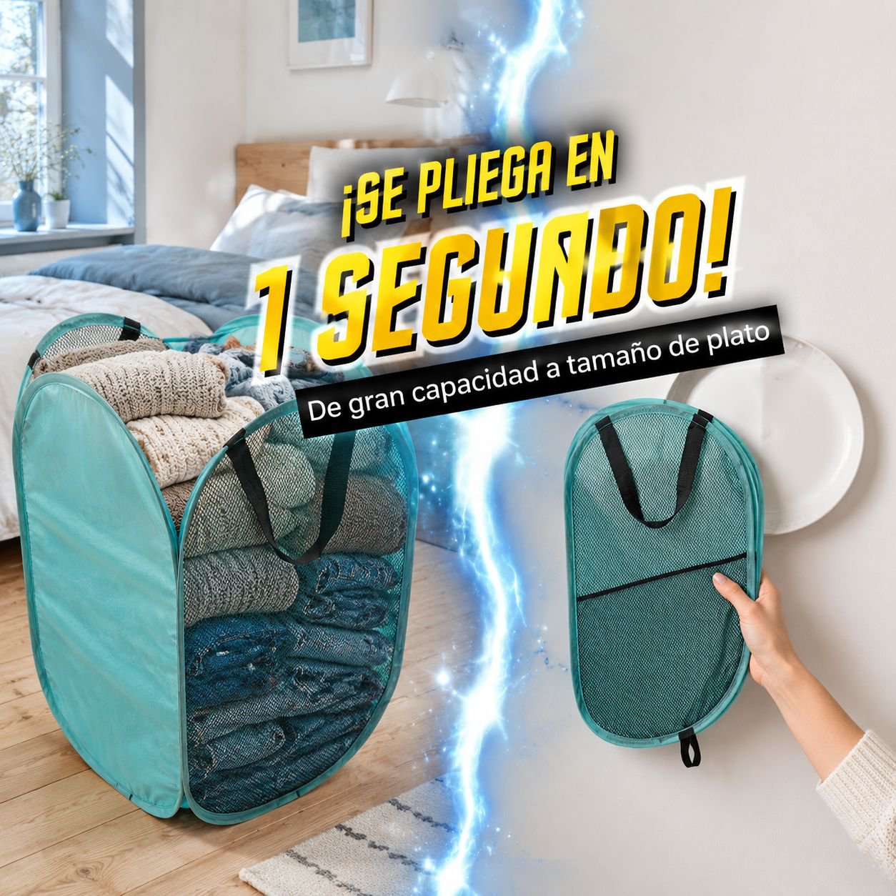 Cesta de ropa sucia plegable para almacenamiento