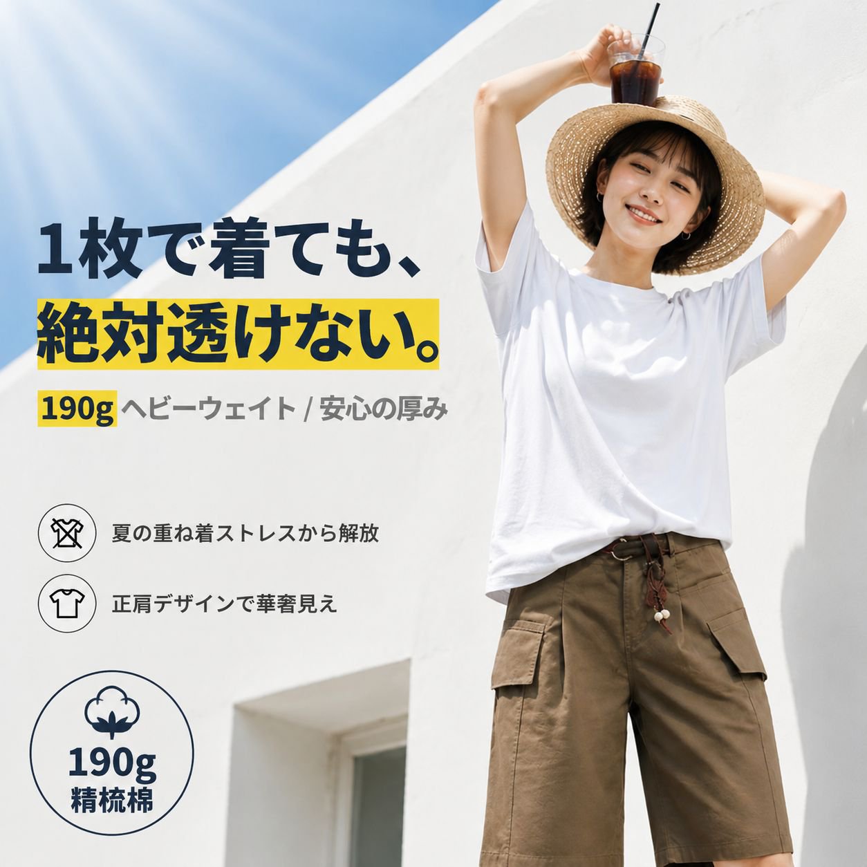 純綿190gベーシック半袖Tシャツ