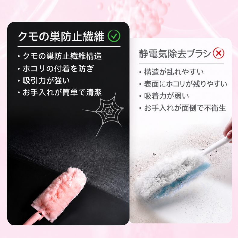 抗菌仕様の掃除ツールで清潔に